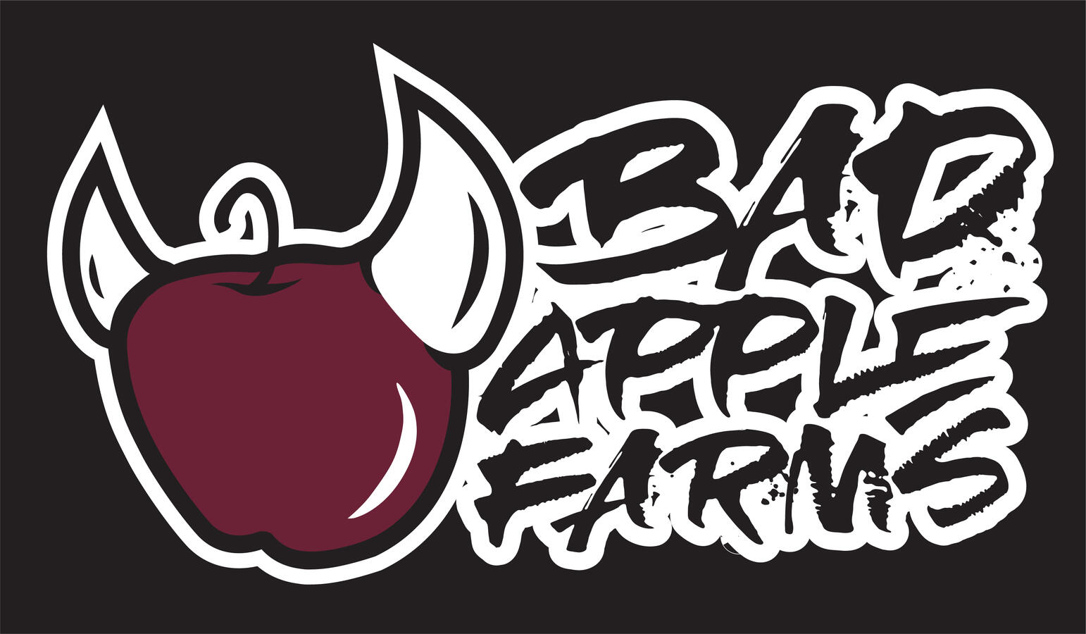 Bad Apple Farms logo featuring a devil-horned apple with punk-influenced graffiti-style typography.