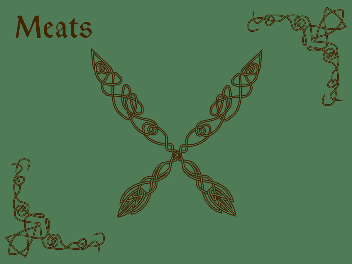 A Book of Highland Fare meats chapter divider page with Celtic knotwork illustration.