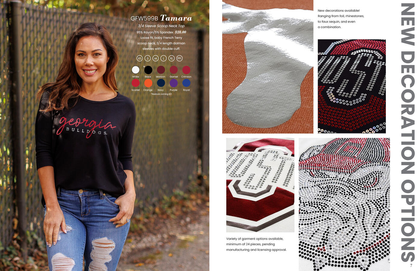 Flying Colors Apparel catalog spread featuring collegiate lifestyle apparel with color options.